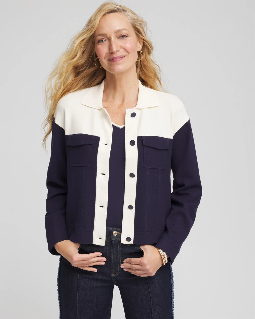 Colorblock Cardigan Jacket Passport Blue - Chico's
