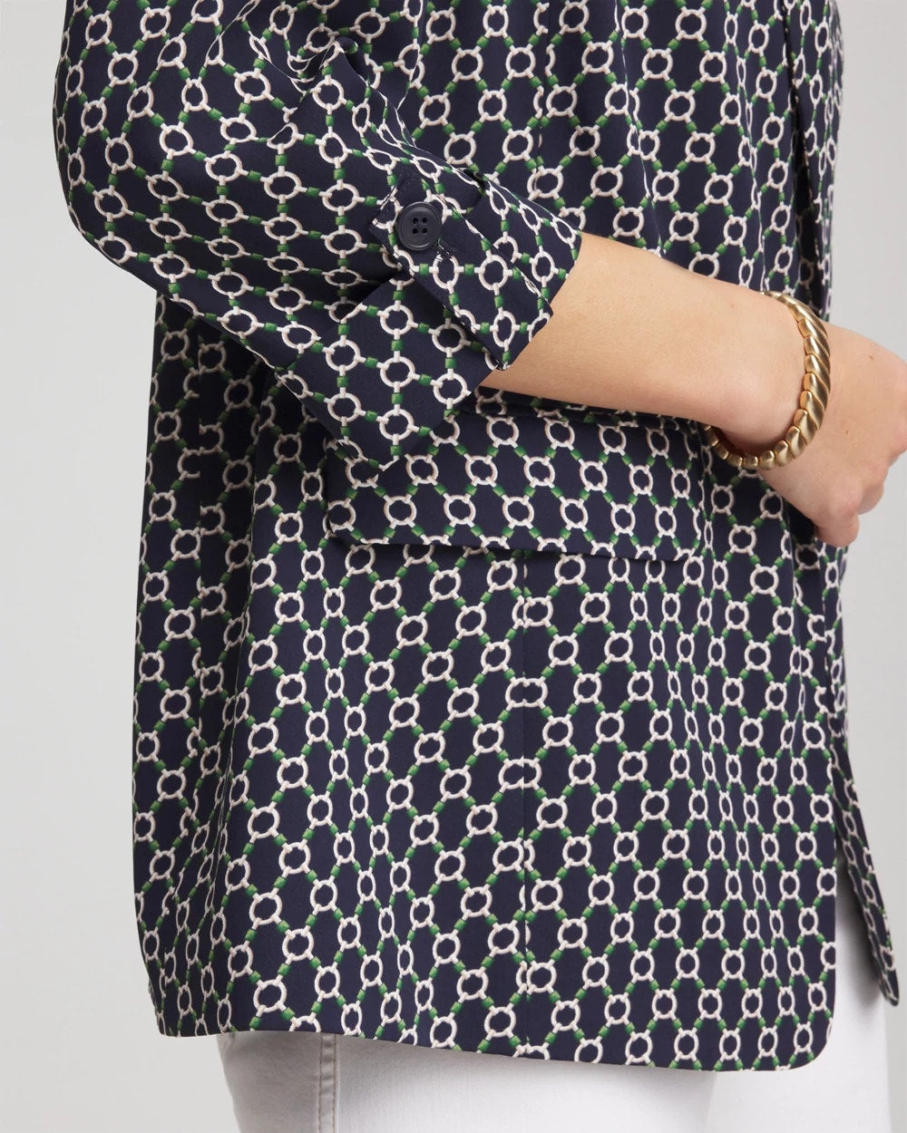 Printed Soft Crepe Blazer Passport Blue - Chico's