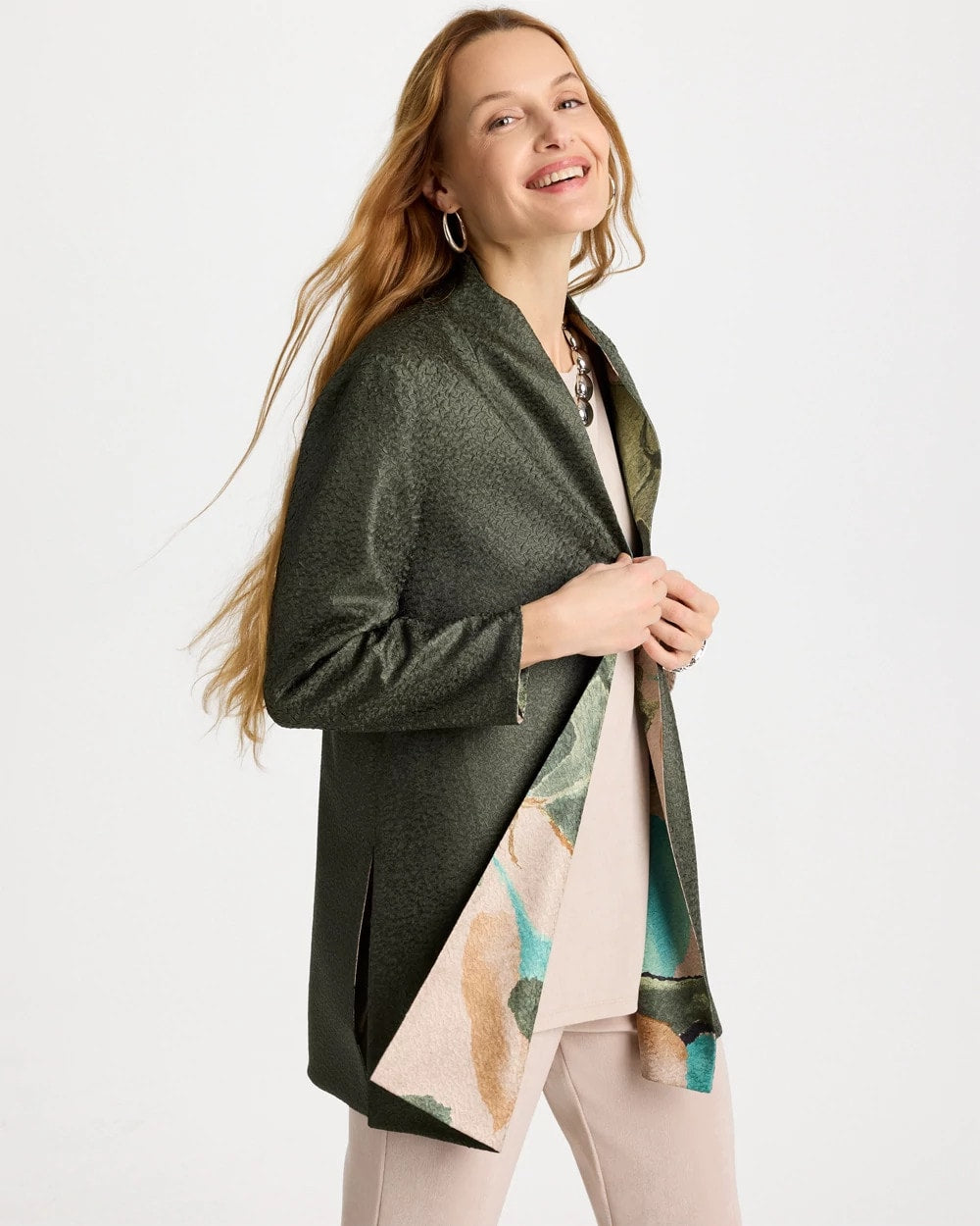 Travelers™ Soft Bloom Reversible Crushed Jacket Kelp Forest - Chico's
