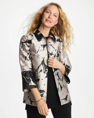 Travelers™ Collection Floral Jacquard Jacket Smokey Taupe - Chico's