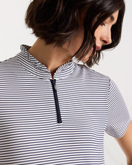 Zenergy® UPF Ruffle Striped Half Zip Passport Blue - Chico's