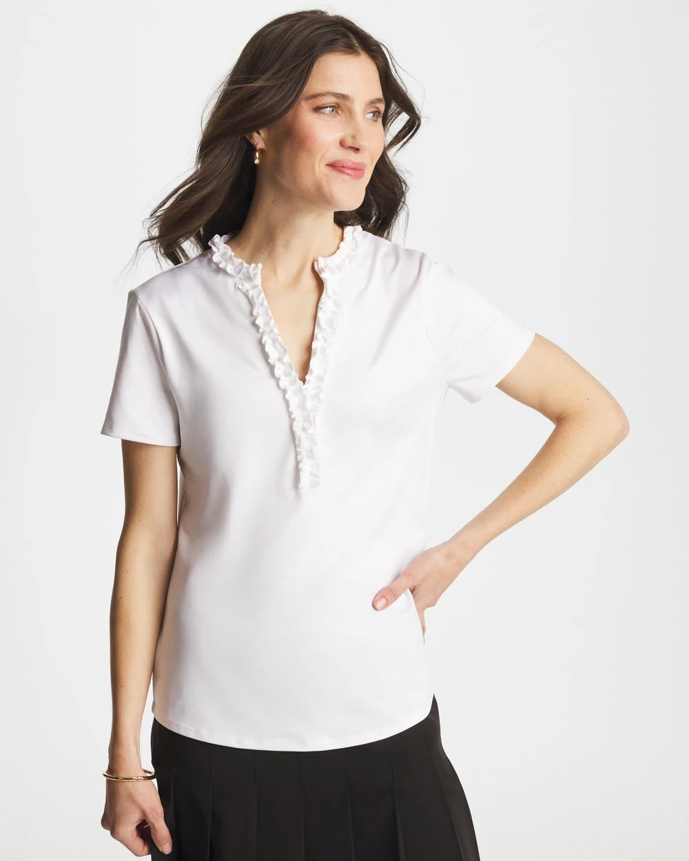 Zenergy® UPF Ruffle Polo Alabaster - Chico's