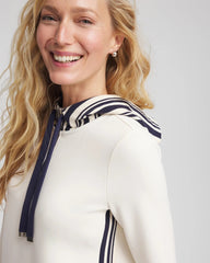 Zenergy® Double-Knit Stripe Hood Tunic English Cream - Chico's