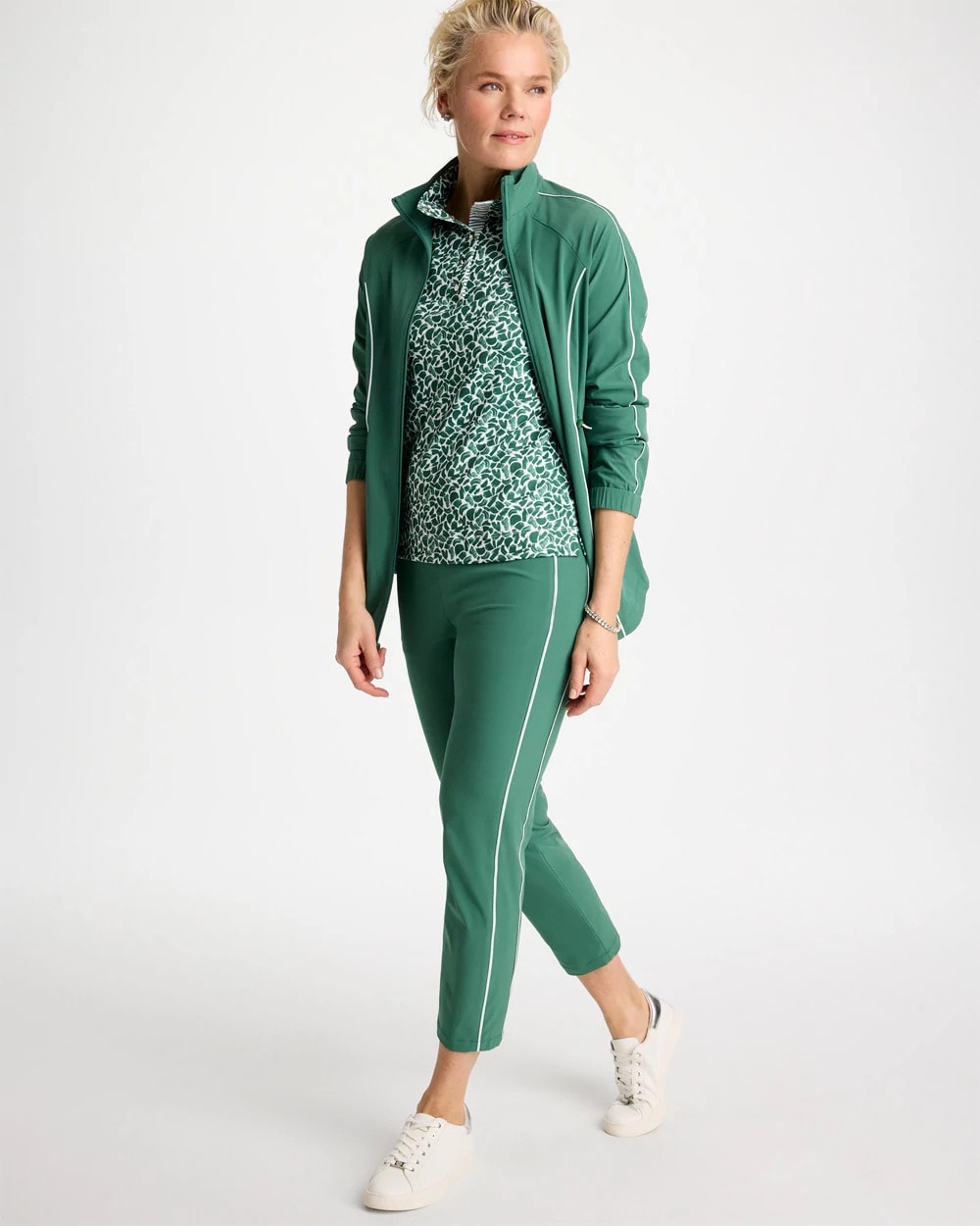 Zenergy® UPF Paint Snap Mockneck Water Lily Green - Chico's