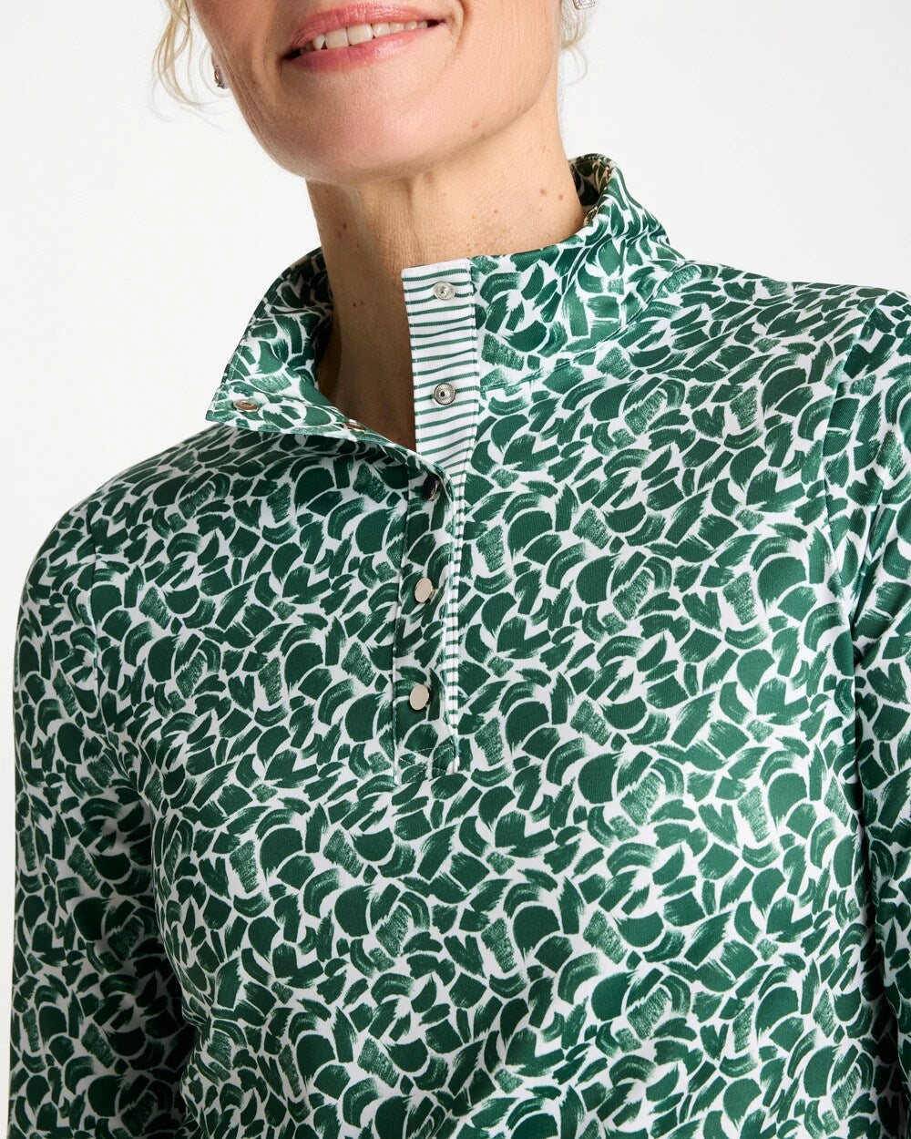 Zenergy® UPF Paint Snap Mockneck Water Lily Green - Chico's