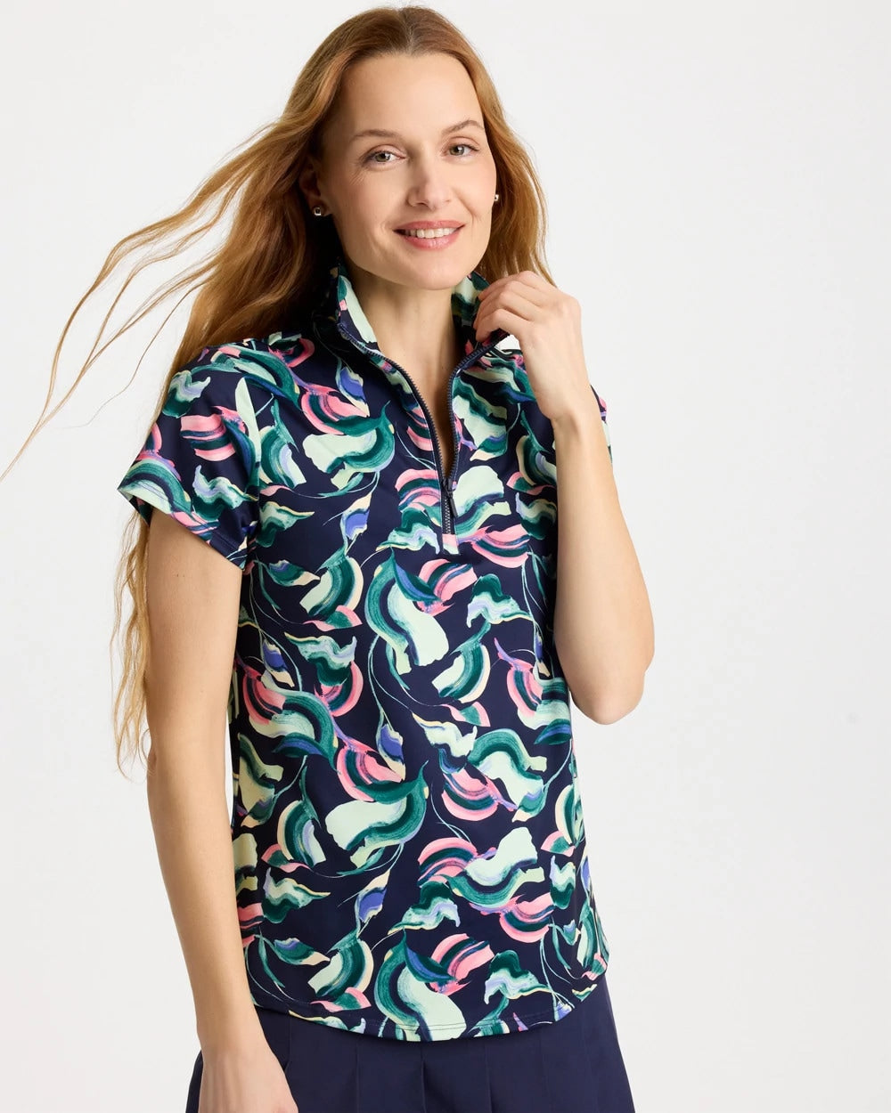 Zenergy® UPF Blooms Half Zip Polo Blossom - Chico's