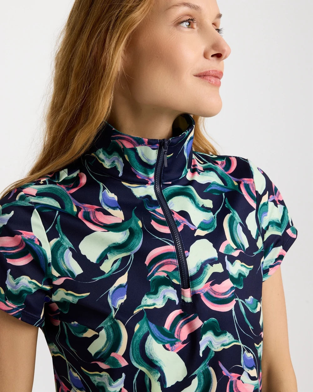 Zenergy® UPF Blooms Half Zip Polo Blossom - Chico's
