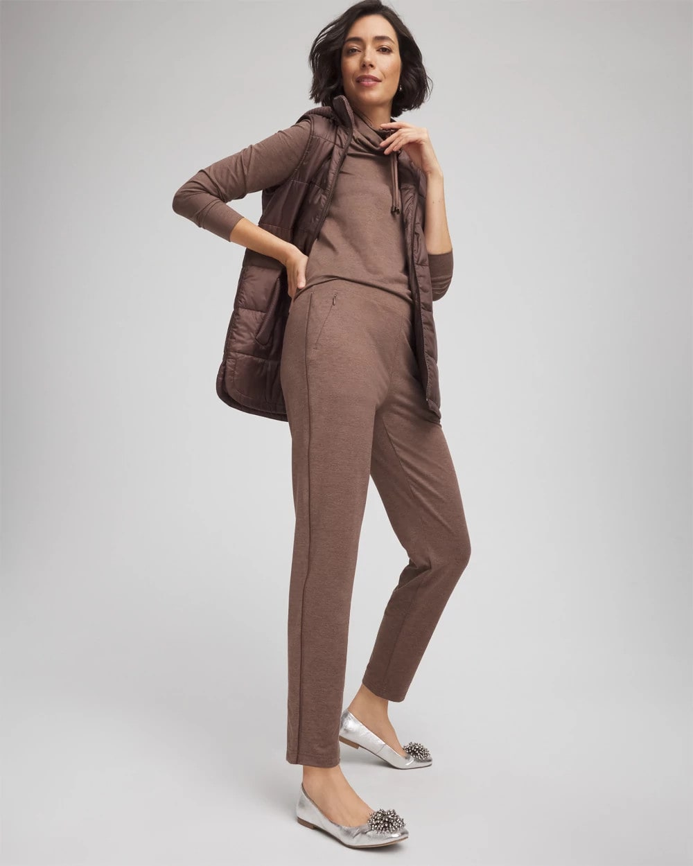 Zenergy® Cloud Satin Trim Pants Walnut - Chico's