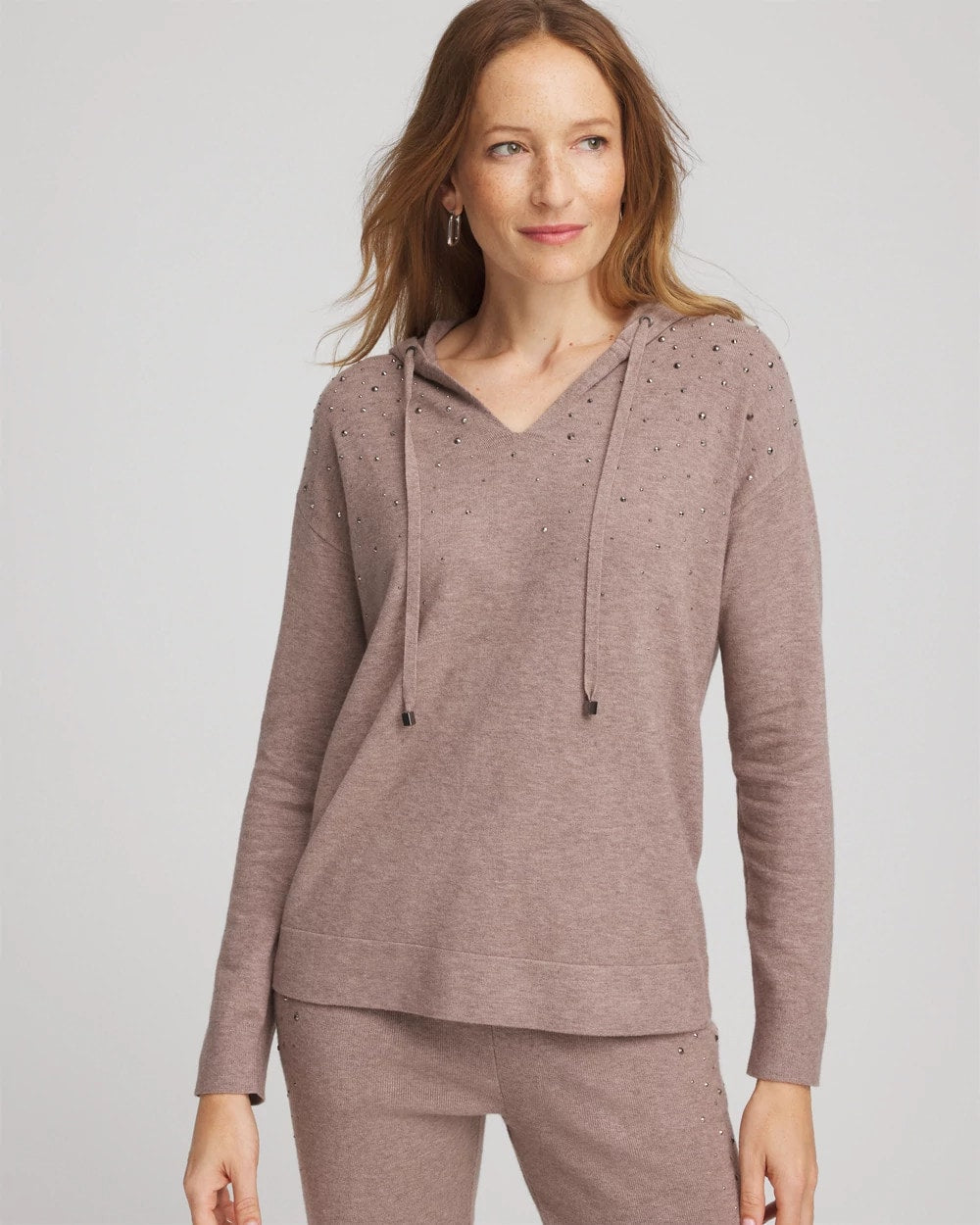 Zenergy® Luxe Rhinestone Sweater Taupe Heather - Chico's