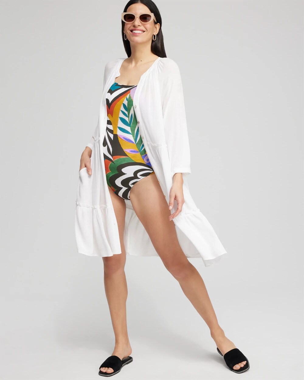 Button Front Swim Coverup Alabaster - Chico's