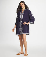 Woven Embroidered Swim Cover-Up Passport Blue - Chico's