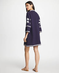 Woven Embroidered Swim Cover-Up Passport Blue - Chico's