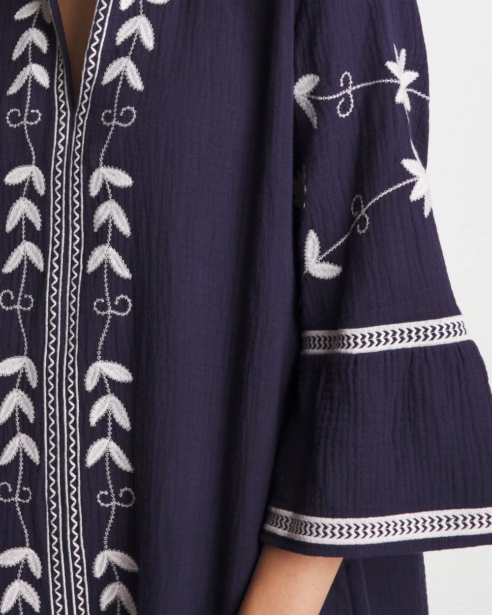 Woven Embroidered Swim Cover-Up Passport Blue - Chico's