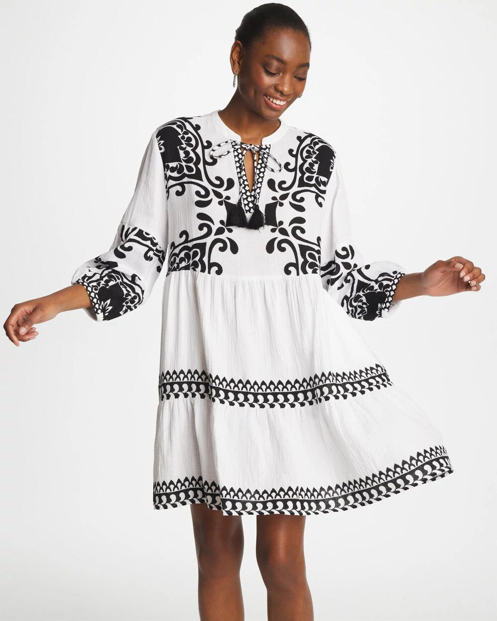 Woven Printed Swim Cover-Up Dress Alabaster - Chico's