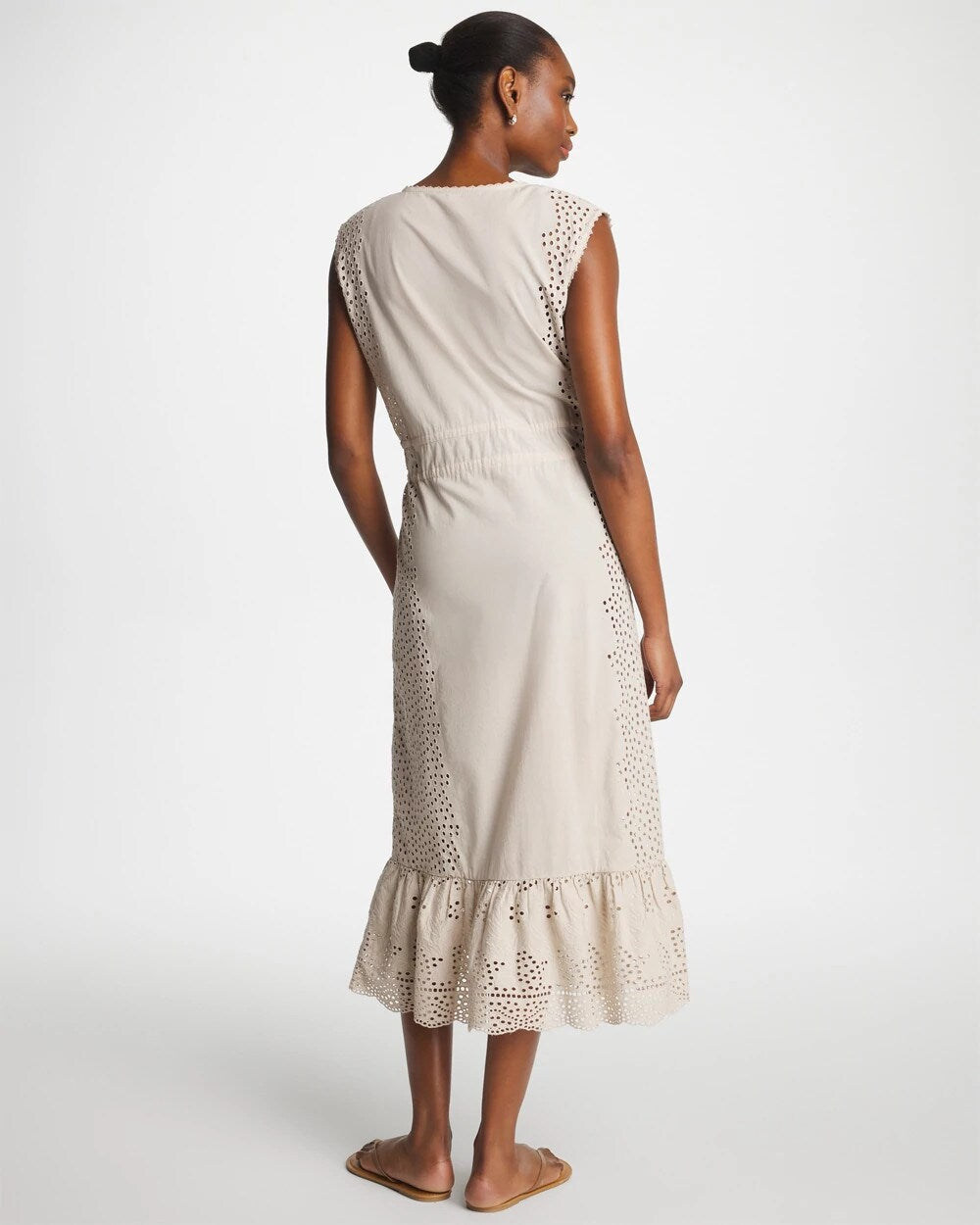 Woven Eyelet Swim Cover-Up Dress Smokey Taupe - Chico's