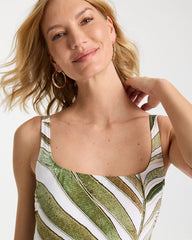 Gottex Willow Square Neck One-Piece Swimsuit Green Print - Chico's