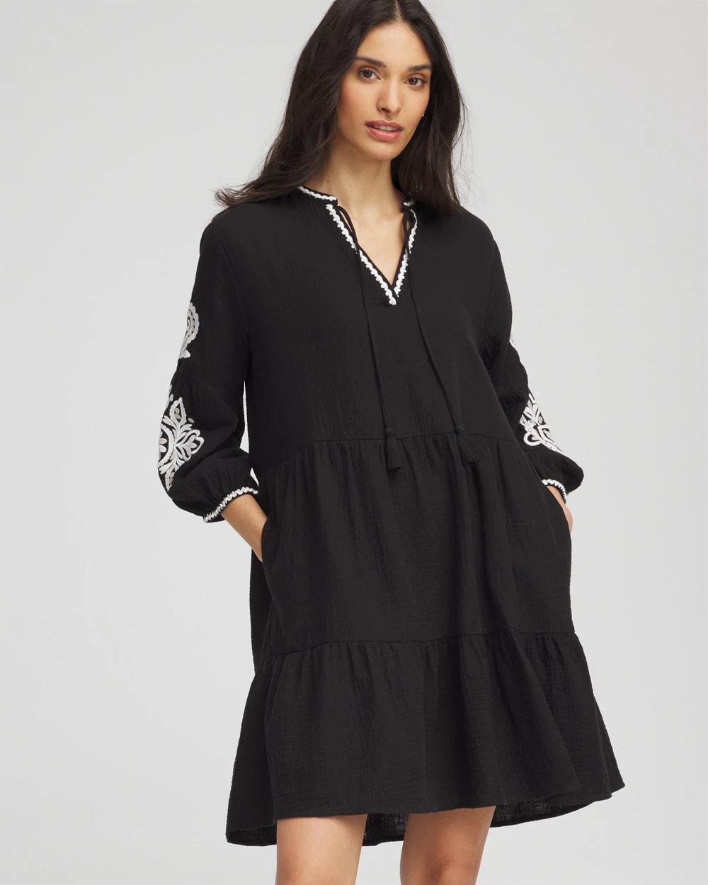 Woven Embroidered Swim Cover-Up Black - Chico's