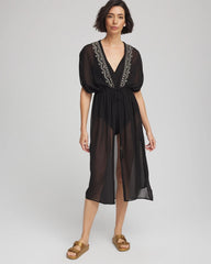 Miraclesuit® Beach Embroidered Long Kimono Black - Chico's