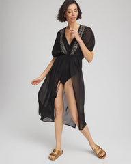 Miraclesuit® Beach Embroidered Long Kimono Black - Chico's