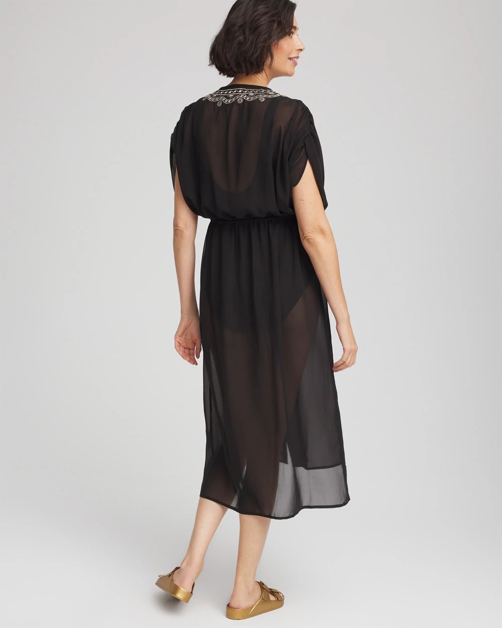 Miraclesuit® Beach Embroidered Long Kimono Black - Chico's
