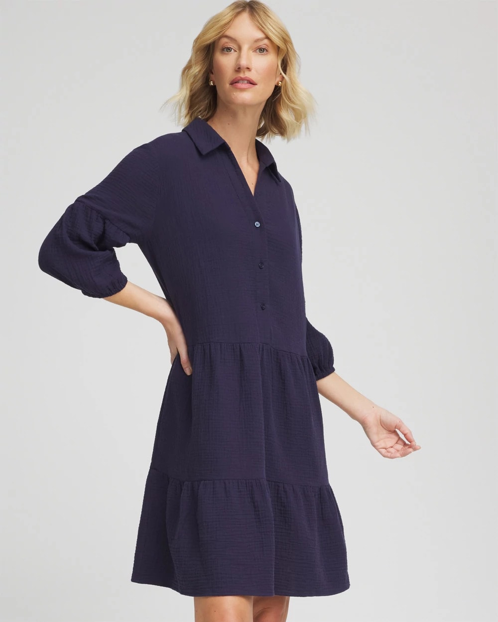 Woven Tiered Swim Cover-Up Dress Passport Blue - Chico's