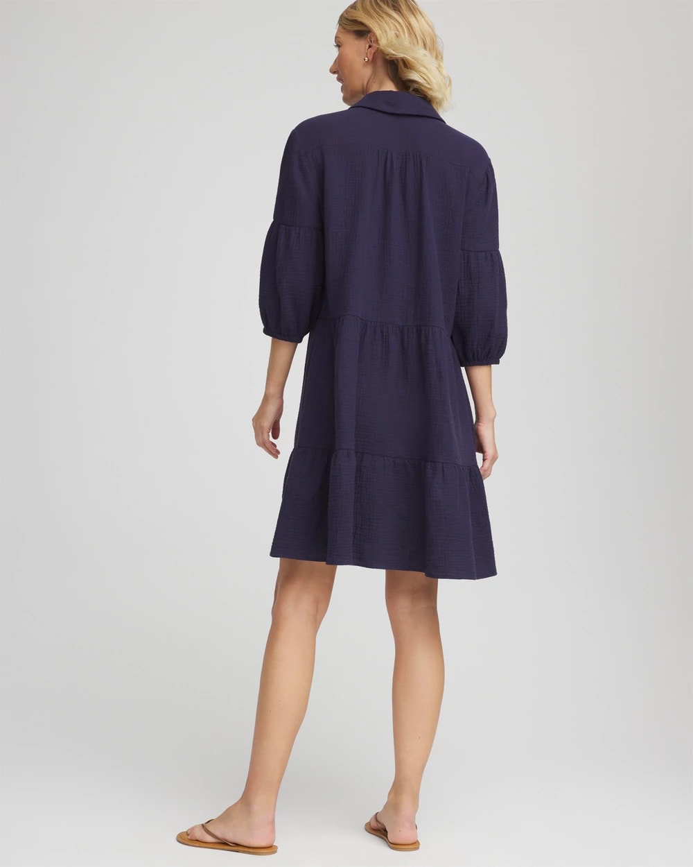 Woven Tiered Swim Cover-Up Dress Passport Blue - Chico's