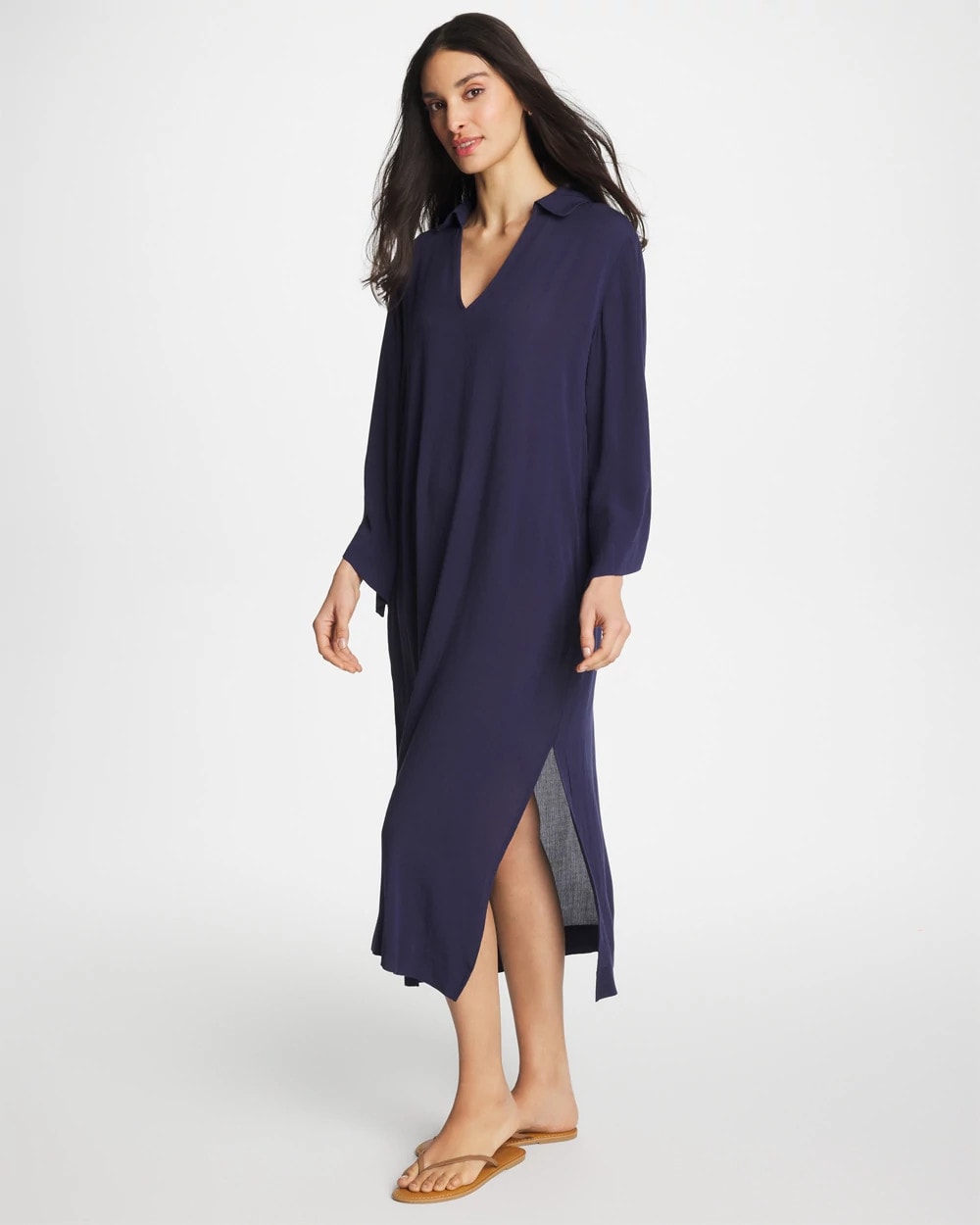Woven Collar Swim Cover-Up Passport Blue - Chico's