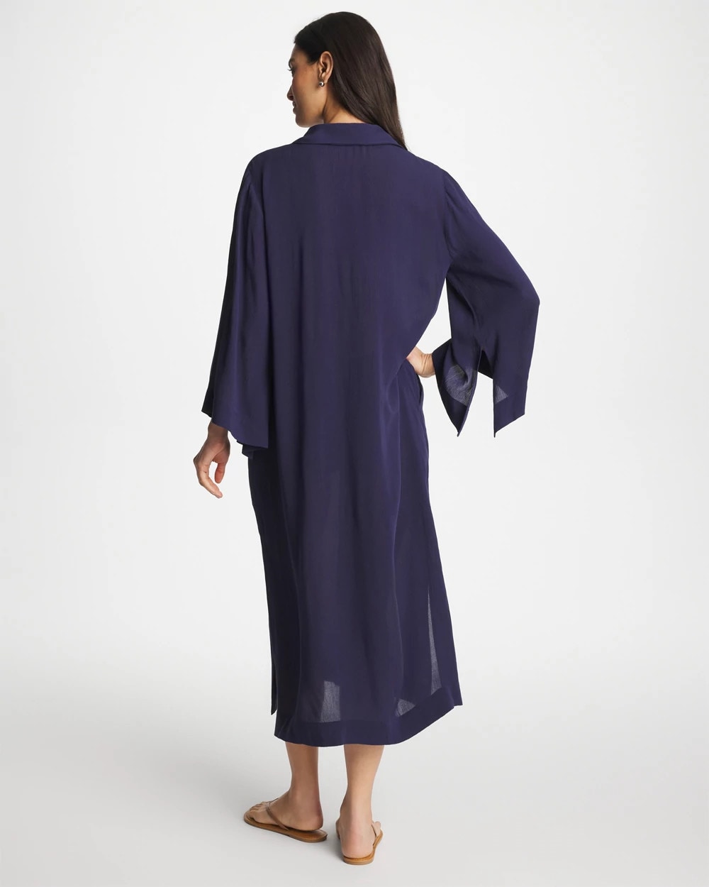 Woven Collar Swim Cover-Up Passport Blue - Chico's
