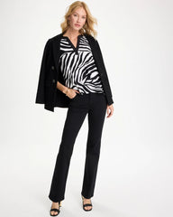 Zebra Cotton-Stretch Notch Neck Tank Black - Chico's