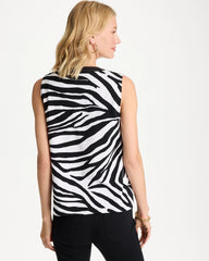 Zebra Cotton-Stretch Notch Neck Tank Black - Chico's