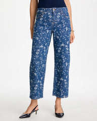 Girlfriend Wide Floral Crop Jean Indigo - Chico's