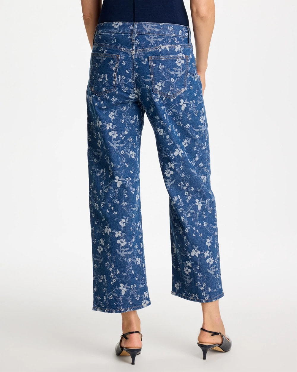Girlfriend Wide Floral Crop Jean Indigo - Chico's