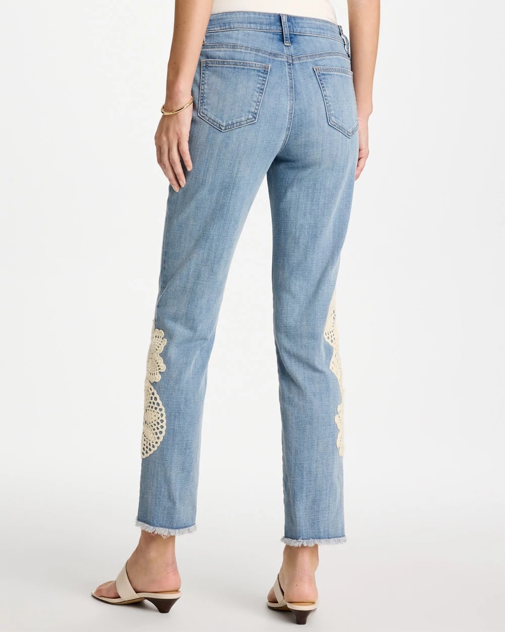 Girlfriend Slim Crochet Fray Ankle Jeans Coral Reef Indigo - Chico's
