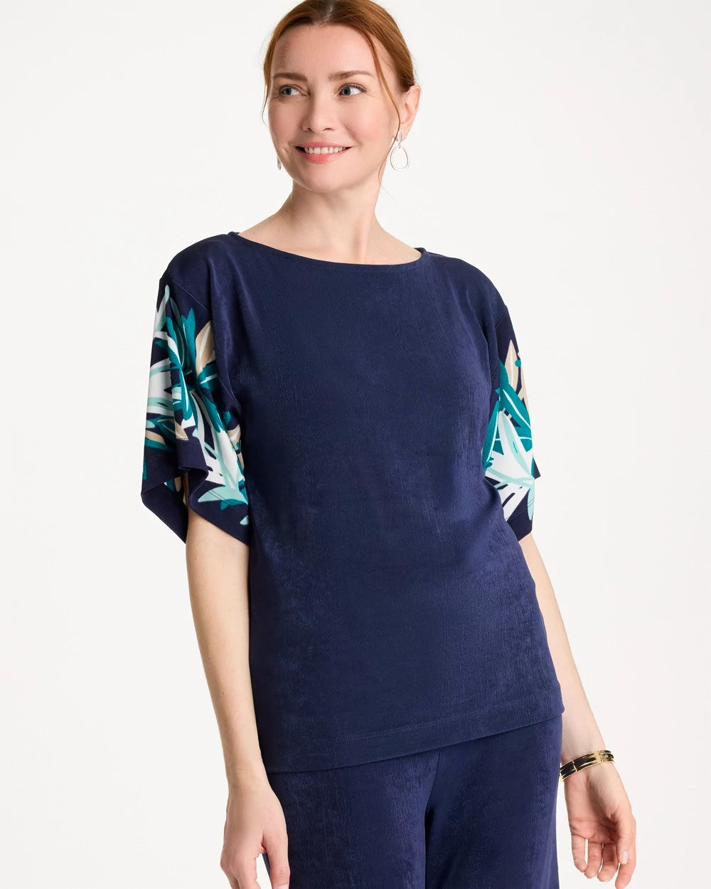 Travelers™ Printed Kimono Sleeve Top Kings Navy - Chico's
