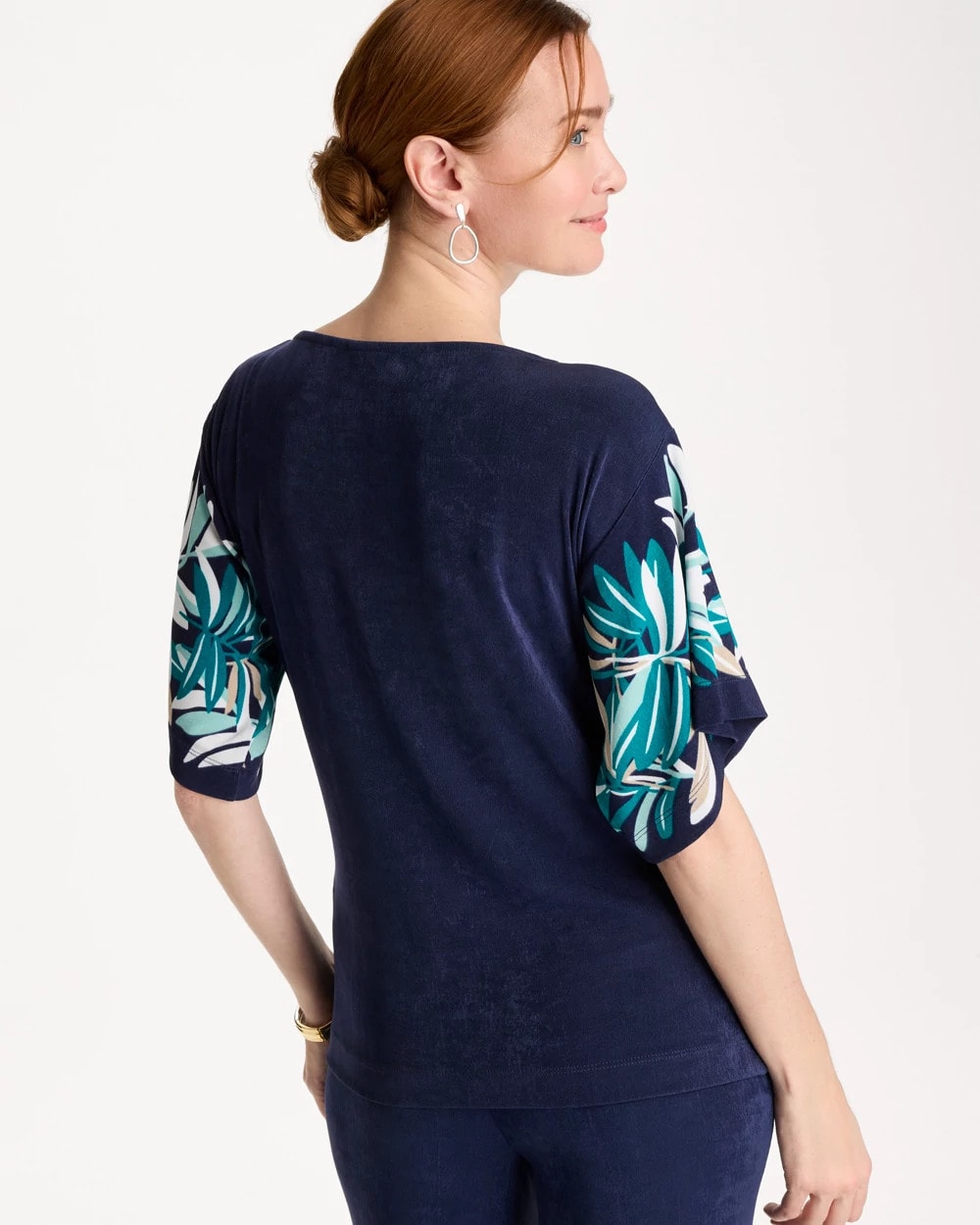 Travelers™ Printed Kimono Sleeve Top Kings Navy - Chico's