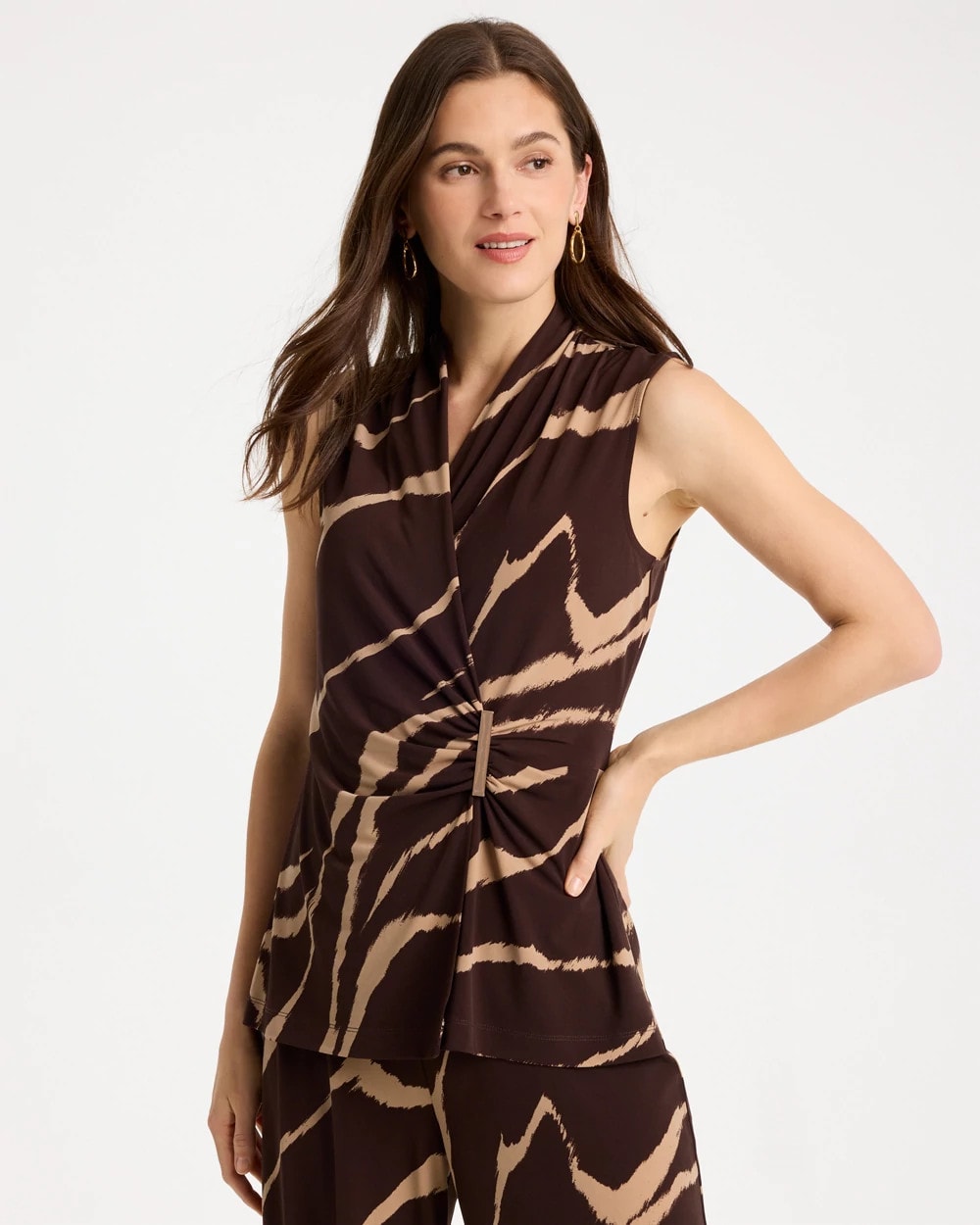 Travelers™ Zebra Knit Wrap Top Cocoa Bean - Chico's