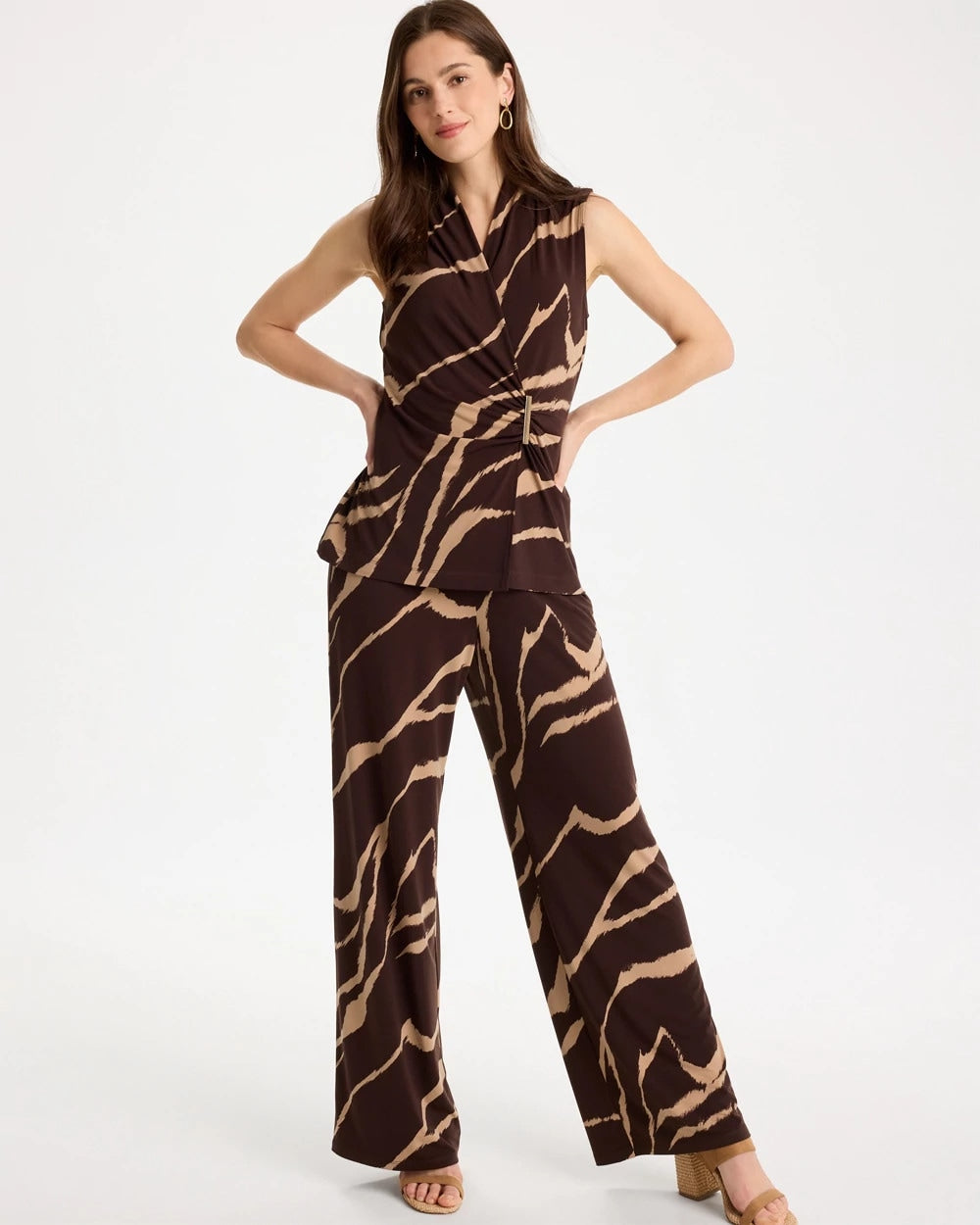 Travelers™ Zebra Knit Wrap Top Cocoa Bean - Chico's