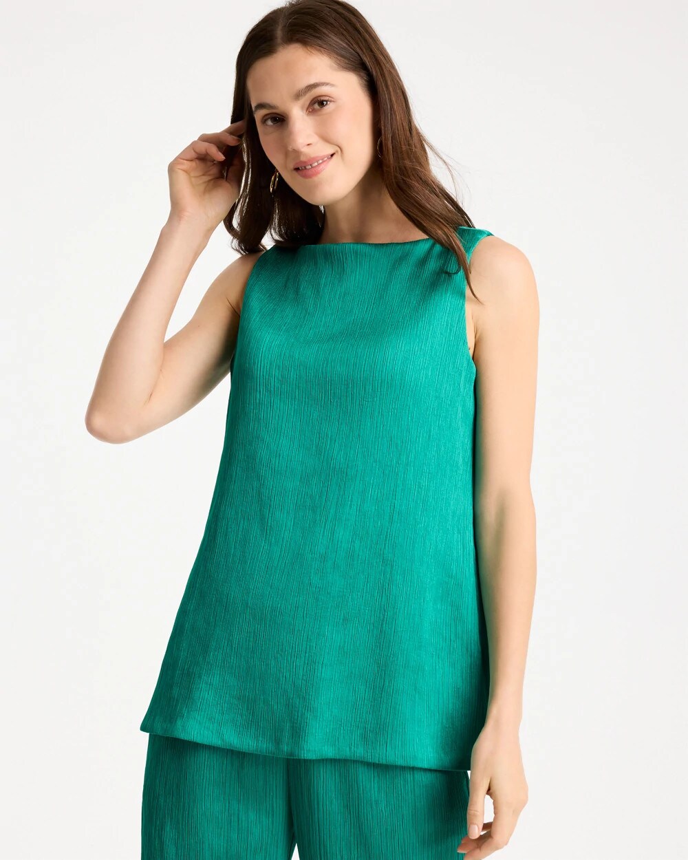 Travelers™ Crinkle Textured Tank Topanga Green - Chico's
