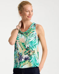 Tropical Jersey Satin Tank Top Topanga Green - Chico's