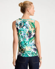 Tropical Jersey Satin Tank Top Topanga Green - Chico's