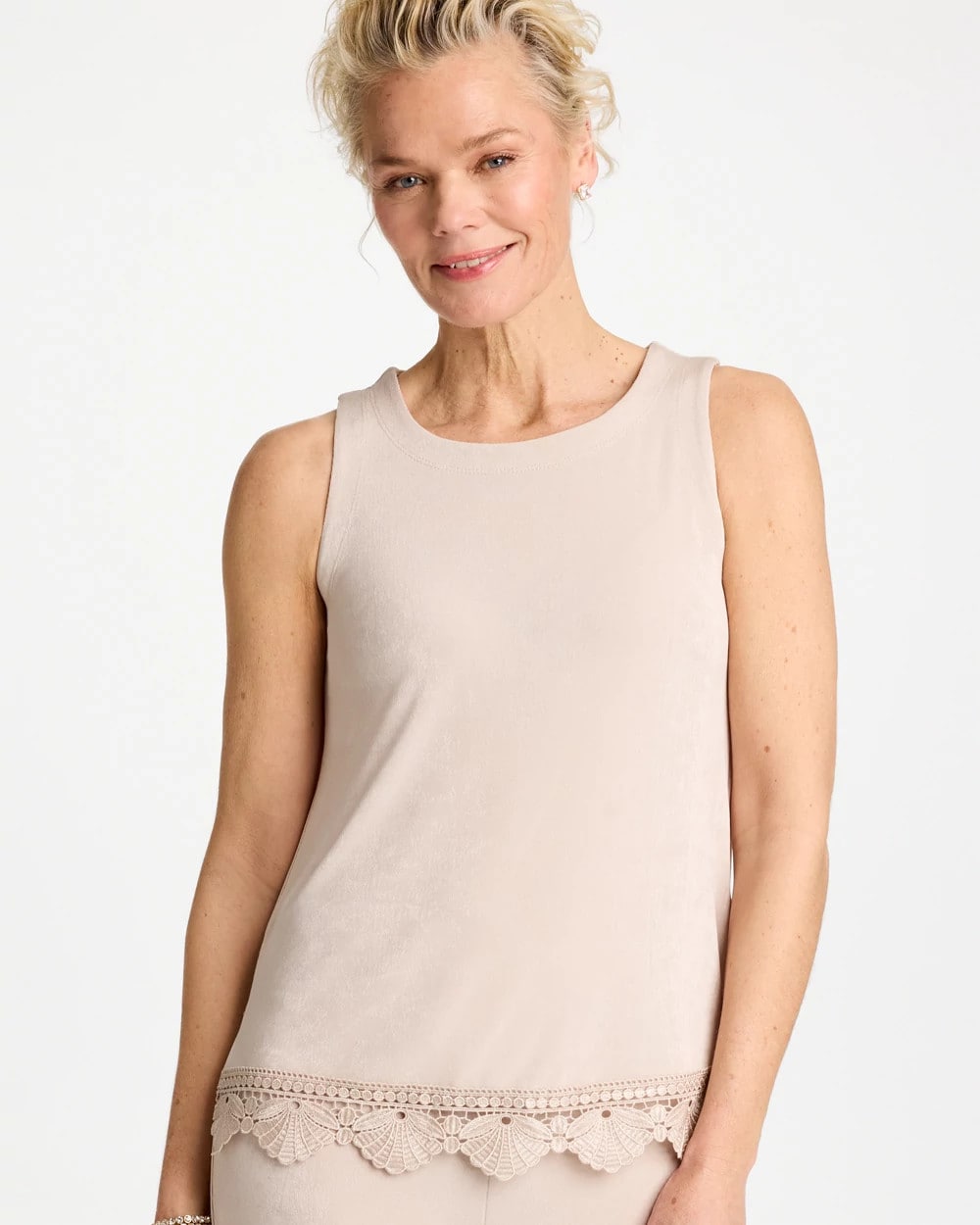 Travelers™ Scallop Lace Tank Smokey Taupe - Chico's