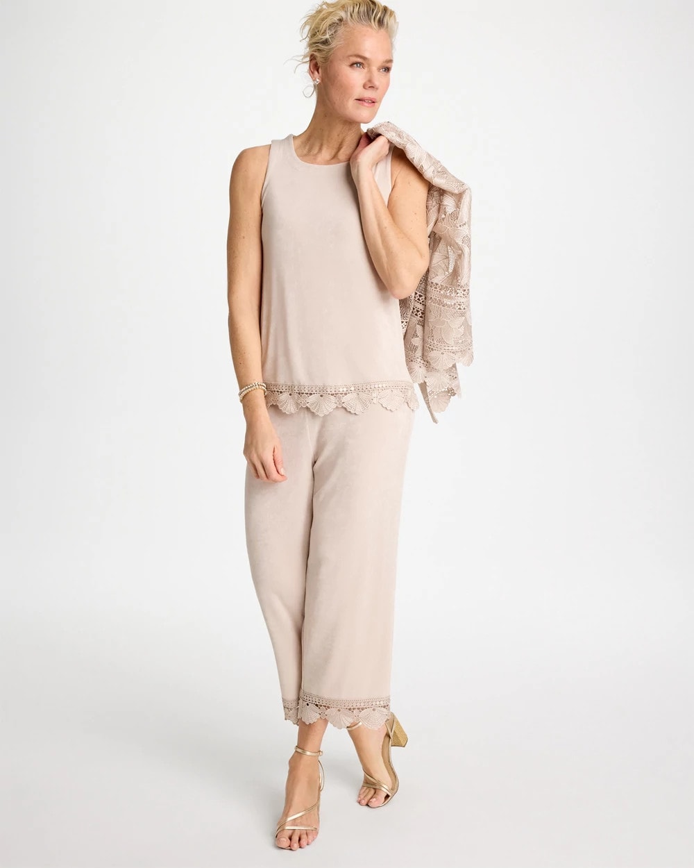 Travelers™ Scallop Lace Tank Smokey Taupe - Chico's