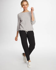 Zenergy® Striped Ottoman Drawstring Top Black - Chico's