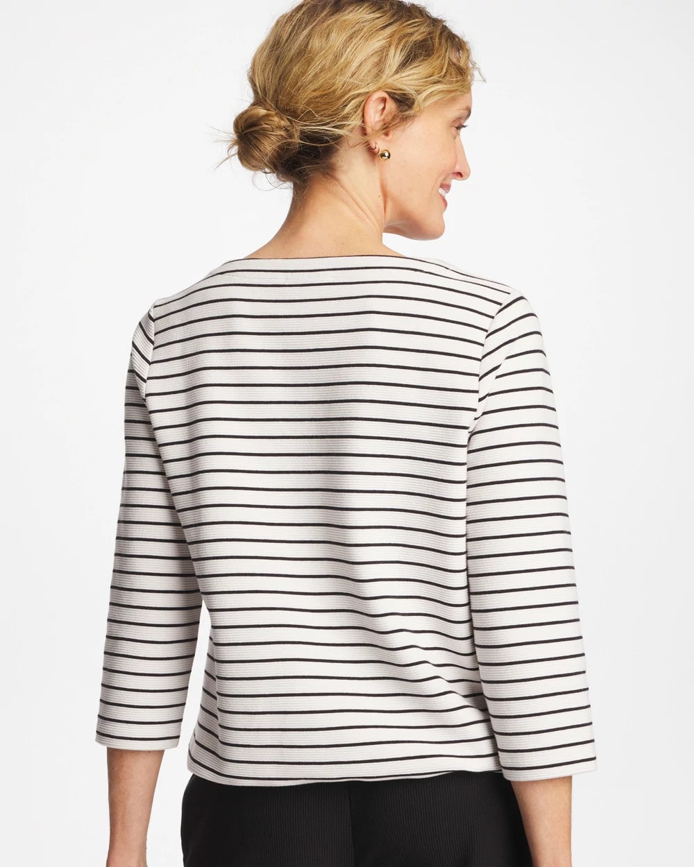 Zenergy® Striped Ottoman Drawstring Top Black - Chico's