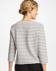 Zenergy® Striped Ottoman Drawstring Top Black - Chico's