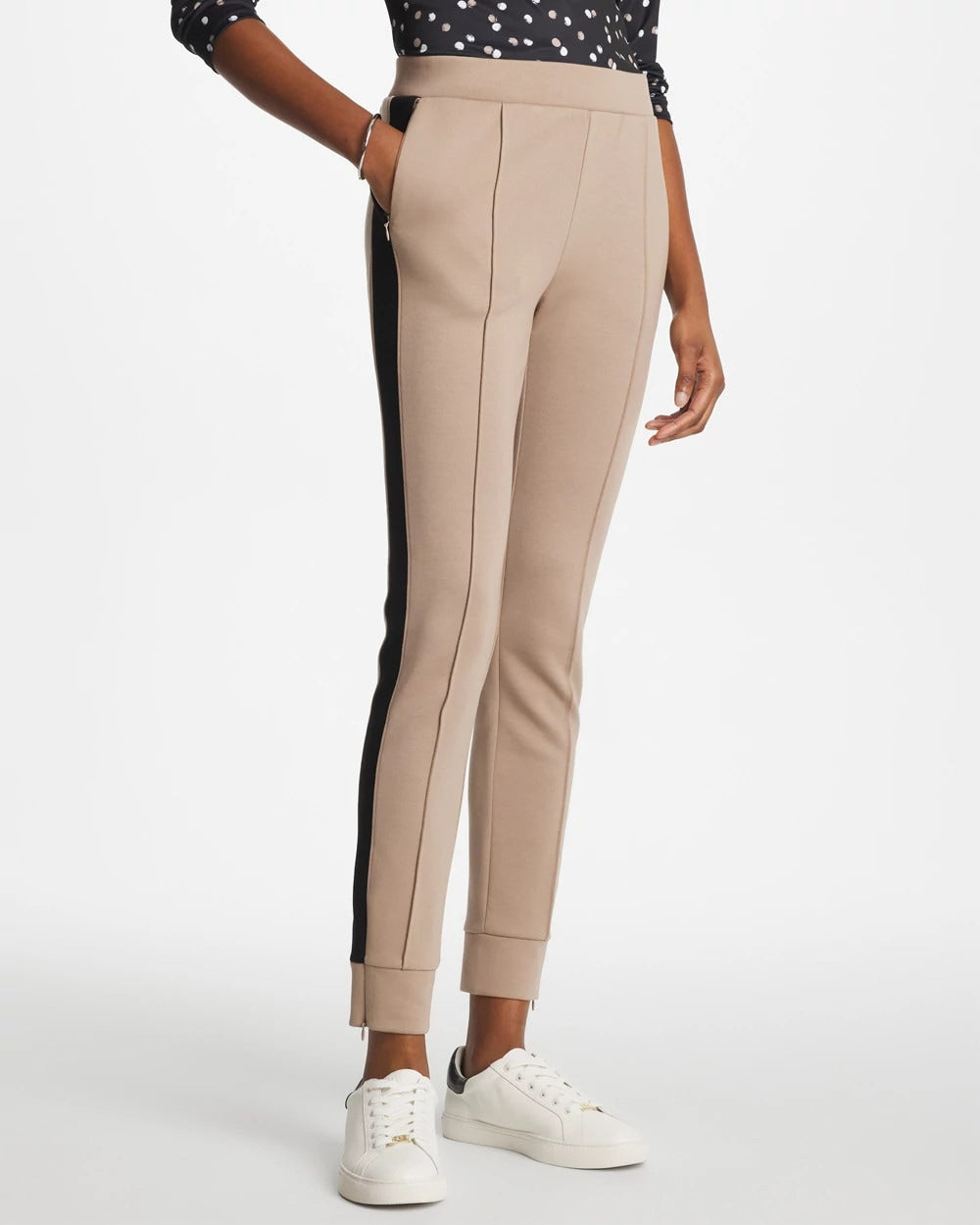 Zenergy® Double-Knit Contrast Ankle Pants Studio Taupe - Chico's