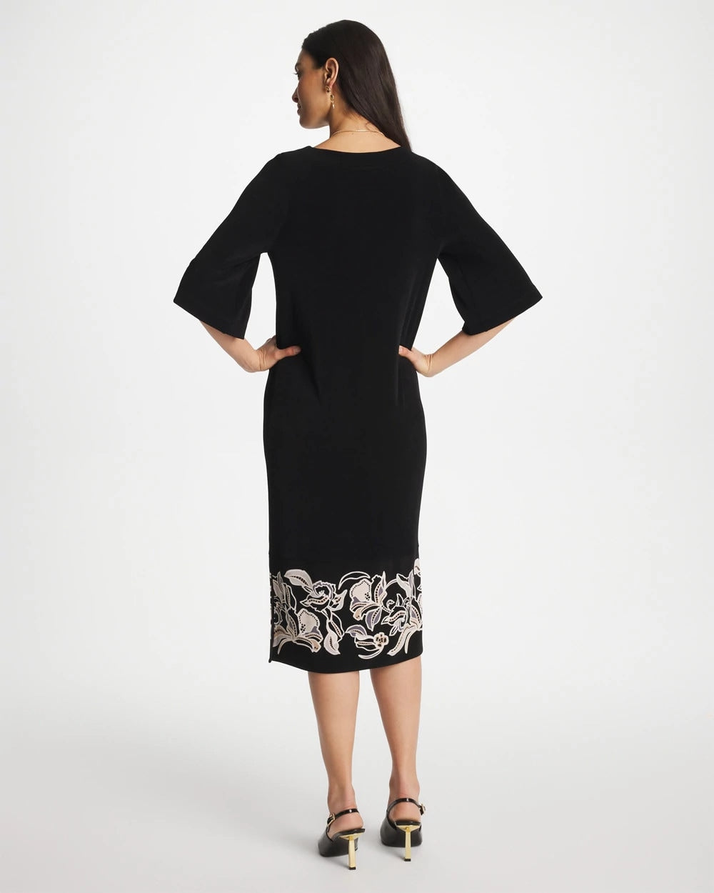 Travelers™ Border Kimono Sleeve Dress Travelers Black - Chico's