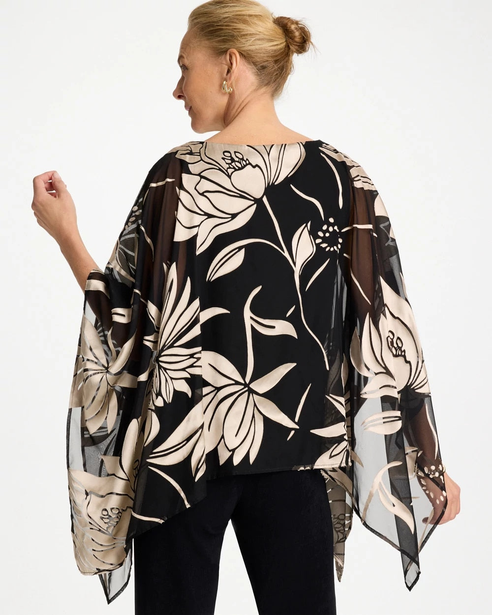 Travelers™ Burnout Floral Chiffon Top Travelers Black - Chico's