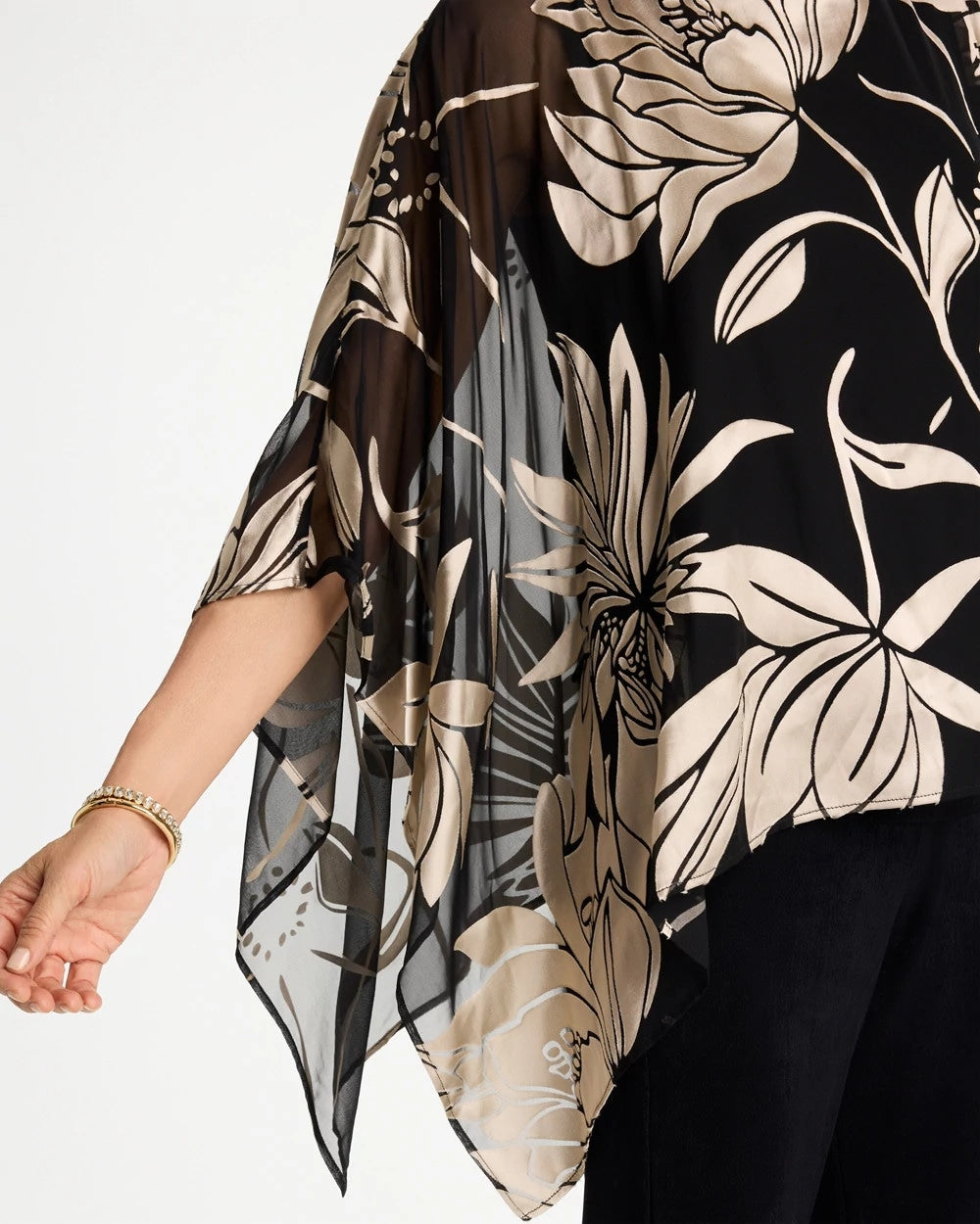 Travelers™ Burnout Floral Chiffon Top Travelers Black - Chico's