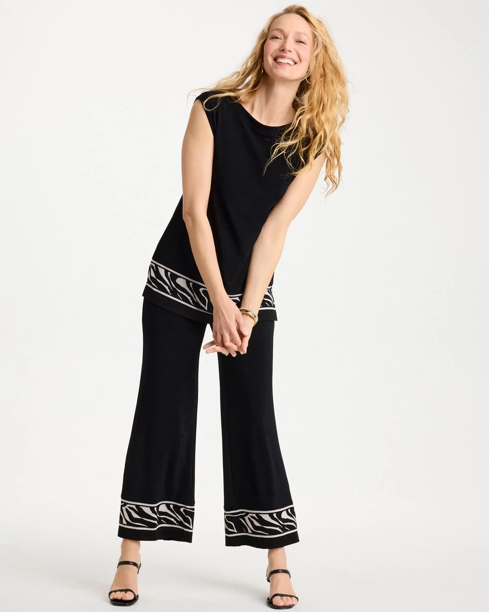 Travelers™ Abstract Zebra Trim Tunic Travelers Black - Chico's
